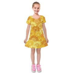 Flower Sunflower Floral Beauty Sexy Kids  Short Sleeve Velvet Dress