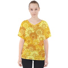 Flower Sunflower Floral Beauty Sexy V-neck Dolman Drape Top by Mariart