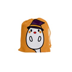 Halloween Ghost Orange Drawstring Pouches (small) 