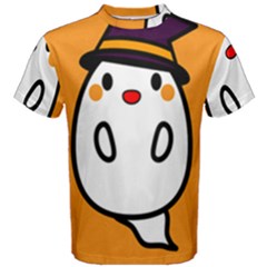 Halloween Ghost Orange Men s Cotton Tee by Mariart