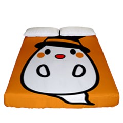 Halloween Ghost Orange Fitted Sheet (california King Size)