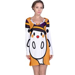 Halloween Ghost Orange Long Sleeve Nightdress