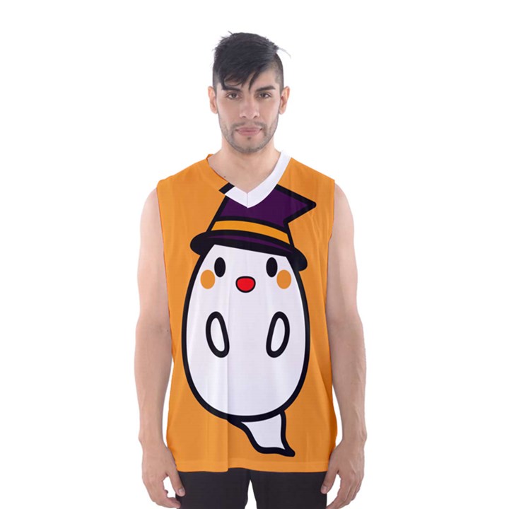 Halloween Ghost Orange Men s Basketball Tank Top