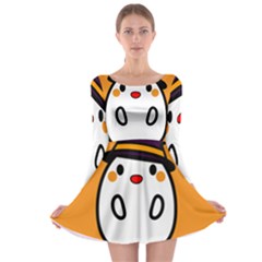 Halloween Ghost Orange Long Sleeve Skater Dress