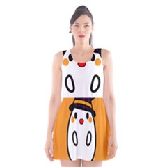 Halloween Ghost Orange Scoop Neck Skater Dress