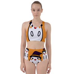 Halloween Ghost Orange Racer Back Bikini Set by Mariart