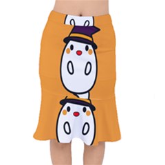 Halloween Ghost Orange Mermaid Skirt by Mariart