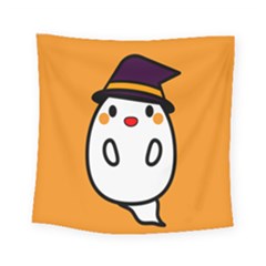 Halloween Ghost Orange Square Tapestry (small) by Mariart