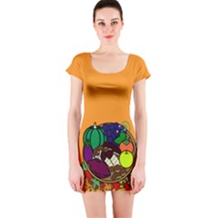 Healthy Vegetables Food Short Sleeve Bodycon Dress