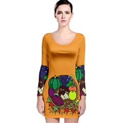 Healthy Vegetables Food Long Sleeve Velvet Bodycon Dress