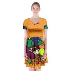 Healthy Vegetables Food Short Sleeve V-neck Flare Dress by Mariart