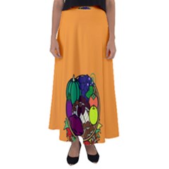 Healthy Vegetables Food Flared Maxi Skirt