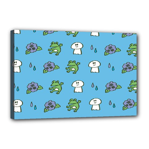 Frog Ghost Rain Flower Green Animals Canvas 18  X 12 