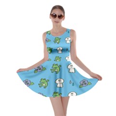 Frog Ghost Rain Flower Green Animals Skater Dress by Mariart