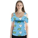 Frog Ghost Rain Flower Green Animals Butterfly Sleeve Cutout Tee  View1