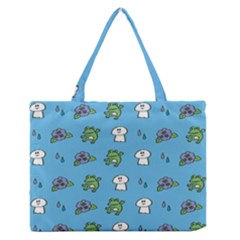 Frog Ghost Rain Flower Green Animals Zipper Medium Tote Bag by Mariart