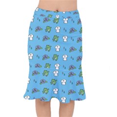 Frog Ghost Rain Flower Green Animals Mermaid Skirt by Mariart