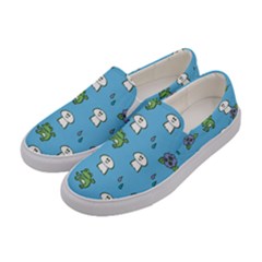 Frog Ghost Rain Flower Green Animals Women s Canvas Slip Ons by Mariart