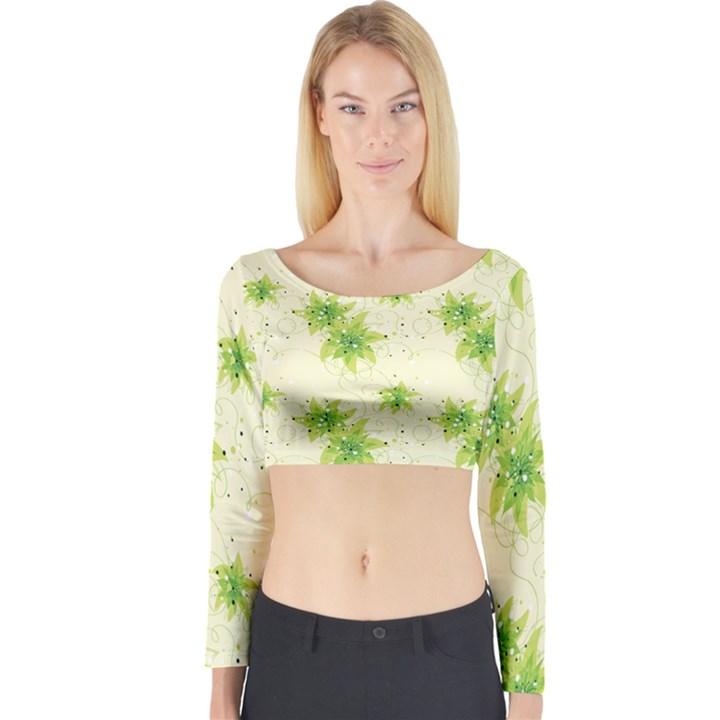 Leaf Green Star Beauty Long Sleeve Crop Top