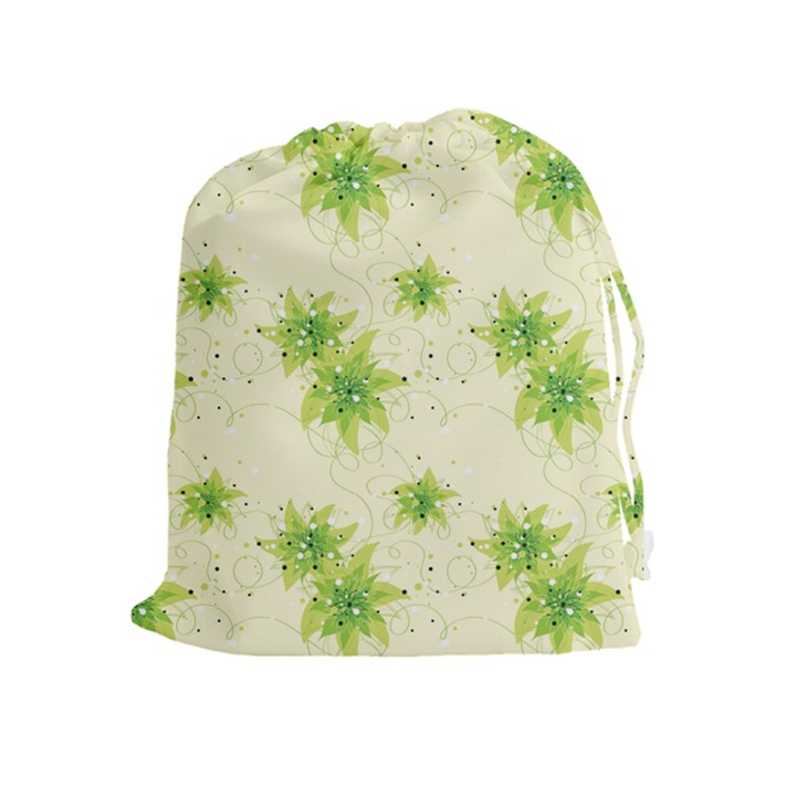 Leaf Green Star Beauty Drawstring Pouches (Extra Large)