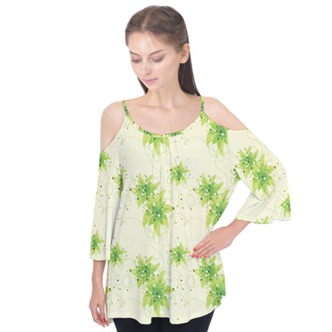 Leaf Green Star Beauty Flutter Tees by Mariart