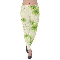 Leaf Green Star Beauty Velvet Leggings