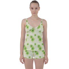 Leaf Green Star Beauty Tie Front Two Piece Tankini