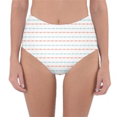 Line Polka Dots Blue Red Sexy Reversible High-waist Bikini Bottoms