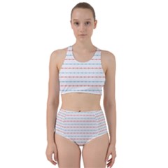 Line Polka Dots Blue Red Sexy Racer Back Bikini Set by Mariart