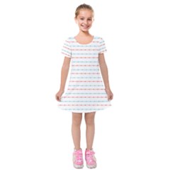 Line Polka Dots Blue Red Sexy Kids  Short Sleeve Velvet Dress