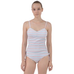 Line Polka Dots Blue Red Sexy Sweetheart Tankini Set by Mariart