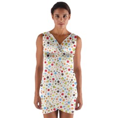 Flower Star Rose Sunflower Rainbow Smal Wrap Front Bodycon Dress