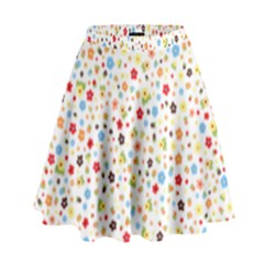 Flower Star Rose Sunflower Rainbow Smal High Waist Skirt