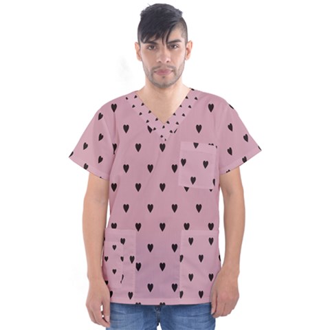 Love Black Pink Valentine Men s V-neck Scrub Top by Mariart