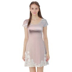 Love Heart Flower Purple Sexy Rose Short Sleeve Skater Dress by Mariart