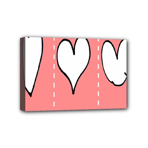 Love Heart Valentine Pink White Sexy Mini Canvas 6  X 4 