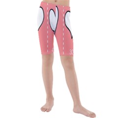 Love Heart Valentine Pink White Sexy Kids  Mid Length Swim Shorts by Mariart