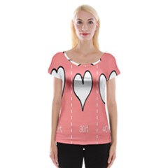 Love Heart Valentine Pink White Sexy Cap Sleeve Tops by Mariart