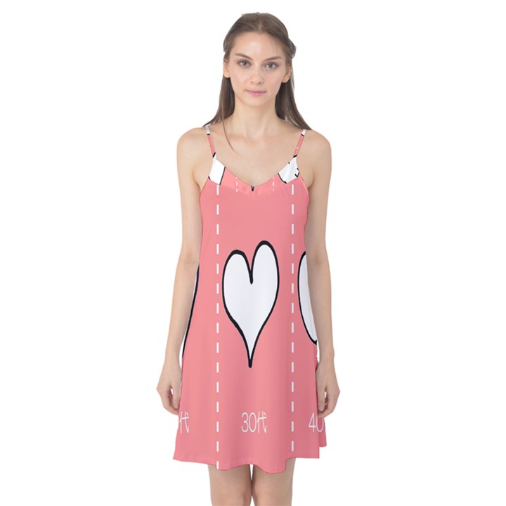 Love Heart Valentine Pink White Sexy Camis Nightgown