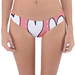 Love Heart Valentine Pink White Sexy Reversible Hipster Bikini Bottoms by Mariart