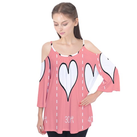 Love Heart Valentine Pink White Sexy Flutter Tees by Mariart