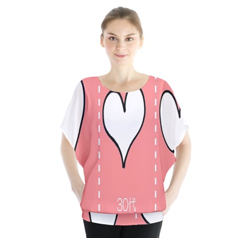 Love Heart Valentine Pink White Sexy Blouse by Mariart