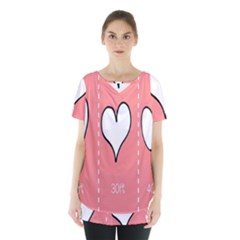 Love Heart Valentine Pink White Sexy Skirt Hem Sports Top