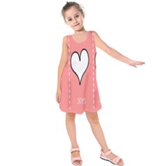 Love Heart Valentine Pink White Sexy Kids  Sleeveless Dress