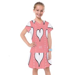 Love Heart Valentine Pink White Sexy Kids  Drop Waist Dress by Mariart