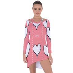 Love Heart Valentine Pink White Sexy Asymmetric Cut-out Shift Dress by Mariart