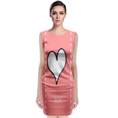 Love Heart Valentine Pink White Sexy Sleeveless Velvet Midi Dress by Mariart