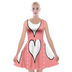 Love Heart Valentine Pink White Sexy Velvet Skater Dress by Mariart