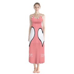 Love Heart Valentine Pink White Sexy Button Up Chiffon Maxi Dress