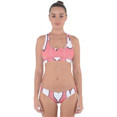 Love Heart Valentine Pink White Sexy Cross Back Hipster Bikini Set